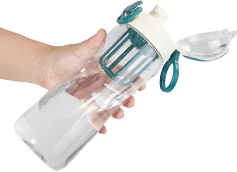 Kerilyn Transparente Wasserflasche mit Fruchteinsatz, Trinkdeckel, auslaufsichere Wasserflasche mit Schloss, BPA-freie Kunststoff-Wasserflasche für Schule, Büro, Outdoor, 794 ml, Grün