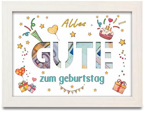 Geldgeschenk Geburtstag Bilderrahmen, Geldgeschenke Verpackung Alles Gute zum Geburtstag, Geld Geburtstagsgeschenk, Geldgeschenke Verpackung Geburtstagsgeschenk für Mann Frau Kollegen Familie Kinder