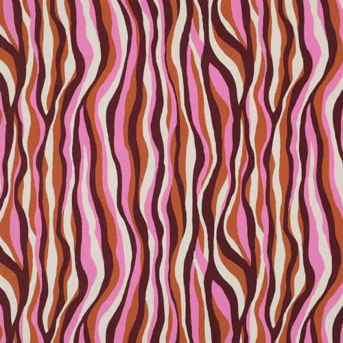 Viskose, grafische Zebra Musterung Rosa, Ecru, Beere Meterware, 50 cm