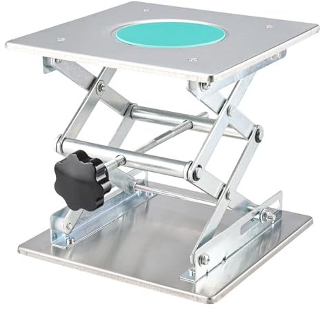 BOOMSTART Hubtisch Labor Hebebühne Edelstahl Labor Hebeplattform 200x200mm Ständer Rack Scissor Laborscherenwagenheber manuelle Steuerung für Labor Laborhebebühne Lab Jack