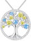 JUZICHEN Collier Arbre de Vie en Argent Sterling 925, Collier Arbre de Vie en Zirconium Vert, Avec Boîte Cadeau, Collier Arbre de Vie Femme, Pendentif Arbre de Vie, Convient Aux Femmes (Bleu Jaune)
