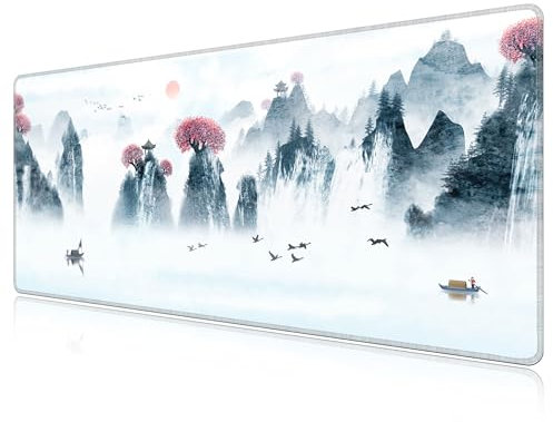 LL-COEUR Paysage Grand Tapis de Souris à Bords Cousus 1400x600x3MM XXL Gaming Mouse Pad Multifonction Tapis de Bureau Améliore la Précision et la Vitesse XXL