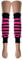 Leg Warmers, Over 30 Styles, 60cm Length, Neon, Striped, Glittery, Plain, Eco-Packaging, Made in the UK (Striped, Neon Pink & Black Stripes)