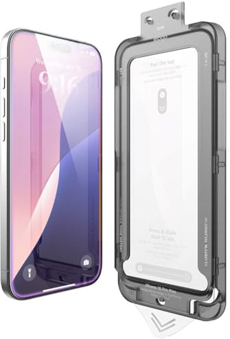 elago Protecteur d'écran en Verre Trempé+ Compatible avec iPhone 16 Pro Max - Dureté Surface 9H, Anti-Empreintes Digitales, Incassable, Protection Contre Rayures, Clarté Cristalline, sans Bulles