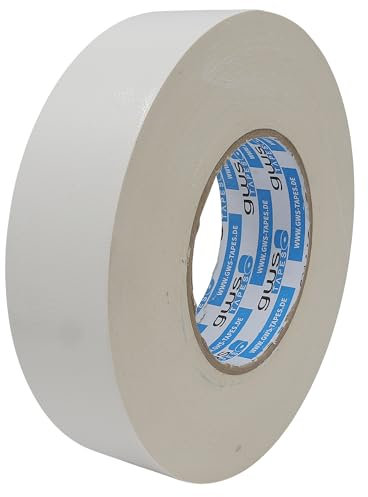 gws Premium Gewebeband, Panzertape mit exzellenter Klebkraft, UV-beständig, wasserfestes Packatape, 80 Mesh-Gewebe, Gewebeklebeband zur vielseitigen Anwendung (1, weiss, 50 m x 38 mm)