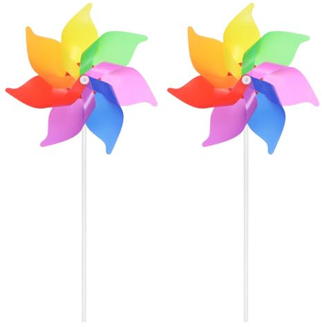 M METERXITY 2 Sets Wind Spinner - 15.9 Inch Pinwheels for Yard and Garden,Apply to Garden Decor/Yard Decorations Outdoor/Backyard Decor/Yard Art (Rainbow Windmill)