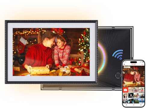 Aimor 10.1 Inch WiFi Digital Picture Frame with RGB LED Light,1280x800 HD IPS Touch Screen Photo Frame Electronic, 32GB Memory,Auto-Rotate,Wall Mountable, Share Photos/Videos Instantly from Anywhere