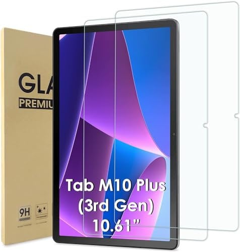World biz 2 Pack Screen Protector for Lenovo Tab M10 Plus 3rd Gen 10.6 Inch 2022, 9H Tempered Glass Screen Film Guard for 10.6 Lenovo Tab M10 Plus Gen 3 TB125FU TB128FU TB128XU 2022 Release