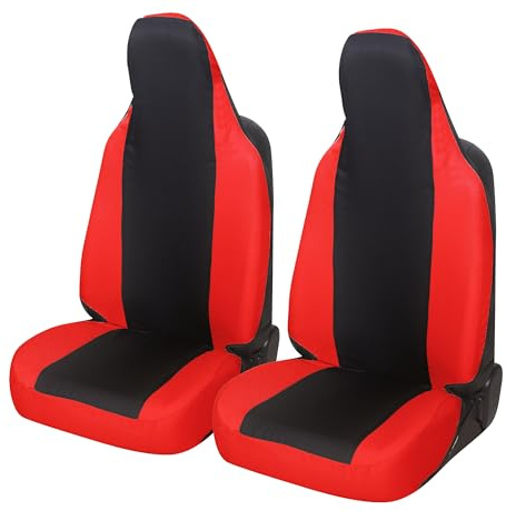 Auto Accessori Lupex Autositzbezüge kompatibel für Sitze mit integrierter Kopfstütze, Paar vorne Sitzbezüge, Schonbezüge Universal (Schwarz-Rot)