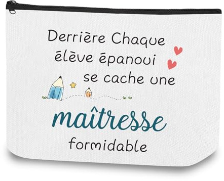 Cadeau Maitresse D'école,Cadeau Maitresse Noel,Cadeau Noel Maitresse D'école,Cadeau Maîtresse,Cadeau Maitre Cadeau Maitresse D'école Fin D'année,Trousse de Toilette Anniversaire Cadeau Institutrice