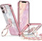 XYZ for iPhone 11 Case with Stand, Phone Case with Double Ring Kickstand, Women Girls Bling Luxury Glitter Clear Phone Case Cover Heart for iPhone 11, Rose Gold