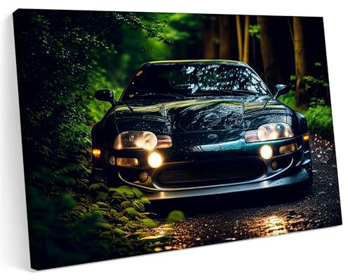 Printonia Leinwandbild m Leinwanddruck 120x80 Supra MK 4 5 Neon Abstrakt Bunt GTA Style
