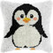 WallustrioaW Tier Knüpfkissen-Set,süßer Pinguin,für Kinder oder Anfänger Erwachsene zum Selber Knüpfen,DIY Knüpfteppich Knüpfpackung,Knüpfhaken Set,43x43cm