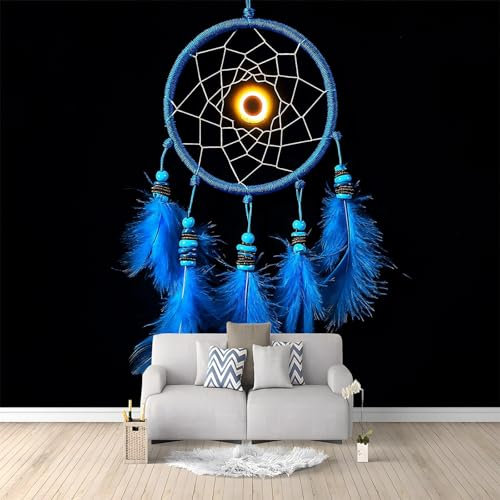 Papier Peint intissé Plume Bleue 200x140 cm Papier Peint Photo Panoramique, Poster Mural Personnalisé 3D, pour Salon Cuisines Chambre Adulte Enfant Décor Murale