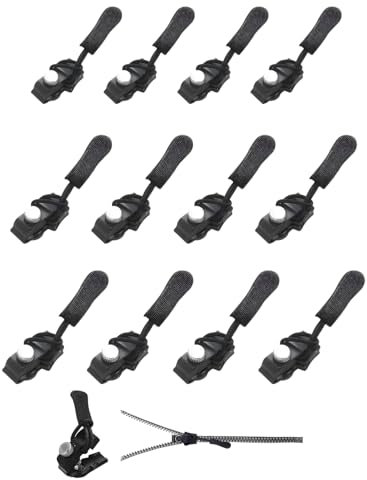 Reißverschluss zipper, Frundoo 6 Stück Kunststoffe Universell Abnehmbares Ersatz Reisverschluss-reparaturset, Reißverschluss Reparieren, Reisverschluss Fix Kit für Jacke/Mantel/Rucksack (12PCS-B)