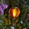 Festive Lights - 45cm Solar Power Sunset Stain Cool Fiesta Realistic Flame Outdoor Hanging SMD LED Hot Air Balloon Lantern - Amber Glass Effect Flaming Garden Light with Handle