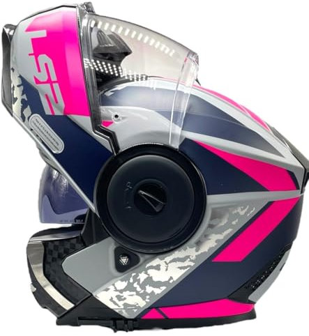 LS2 FF902 Scope II OXYD Casque modulaire Gris/bleu/violet mat avec lunettes de soleil et rose inclus (XS 53/54)