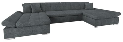 Mirjan24 Ecksofa Alia mit Regulierbare Armlehnen, 2 Bettkasten und Schlaffunktion, U-Form Eckcouch vom Hersteller, Sofa Couch Wohnlandschaft (Coral 80)