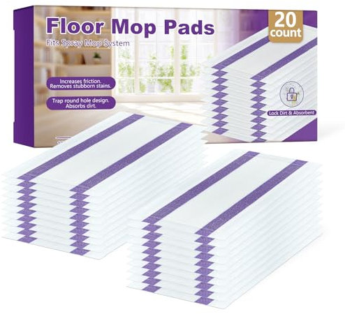 DOCXCDO 20 Count Disposable Mop Refill Pads for Flash Power Mop, Multi-Surface Absorbing Pad Refills Compatible with Flash Power Spray Mop for Hardwood Floor Cleaning