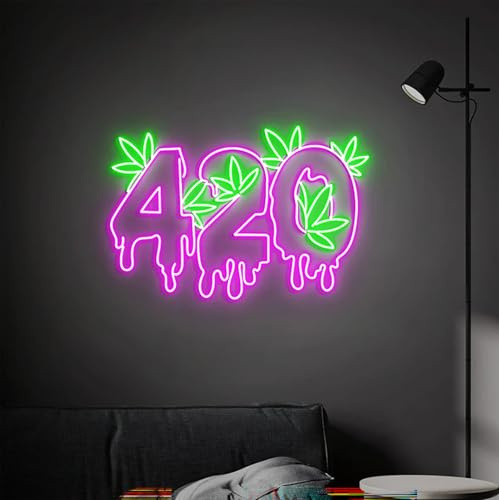 Highway 420 grüne Cannabis Blatt LED Neon Schild für Wanddekoration USB verstellbare Helligkeit Wohnzimmer Bars Pub Club Versammlungen Kunst Wanddekoration
