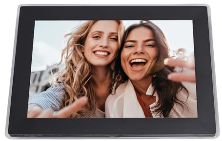 XUMIUZIY 10.1 WiFi Digital Bilderrahmen, Smart Electronic Photo Frame mit HD Touchscreen, 32GB Speicher, Automatisch Drehen, Schreibtisch/Wandmontage, Foto/Video über App teilen (Black)