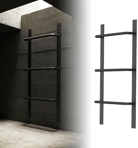 PakaLife Heavy Duty fire Escape Ladder,3-Rung Egress Window Well Black Ladder Straight,2&3 Story Basement Window Ladders,High Load-Bearing Capacity (34.2 Lx17.9 W)