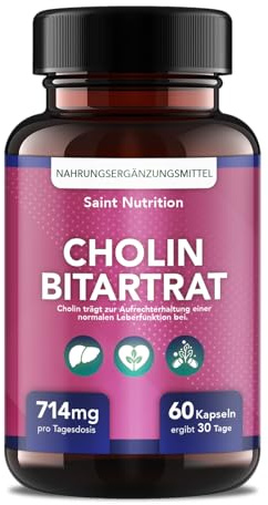Saint Nutrition® Cholin – Kapseln für Ihren Alltag, Nahrungsergänzungsmittel für Frauen & Männer, 60 Kapseln