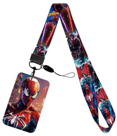 Lanière Spid er Man avec Porte-Badge Rigide – Tour de Cou Marvel Officiel | Porte-Cartes d’École, Transport, ID, Clés ou Badge Professionnel | Accessoire Super-Héros Enfant & Adulte