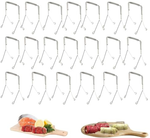 Vastsea 20 Stück Rouladen Klammern, Rouladenklammern Rostfrei, Wiederverwendbare Rouladenklammern, für Die Schnelle Und Unkomplizierte Herstellung, für Kochen, Grillen.
