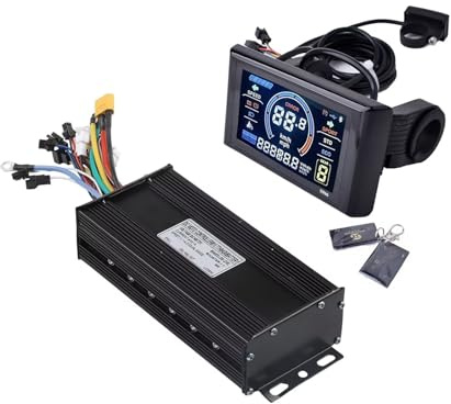 Kunray Kit controller Ebike da 36 V, 48 V, 52 V, 1500 W, 2000 W, 40 A, senza spazzole per onda sinusoidale a 3 modalità, controller DC con display LCD a colori, per sensore di riverbero o motore senza