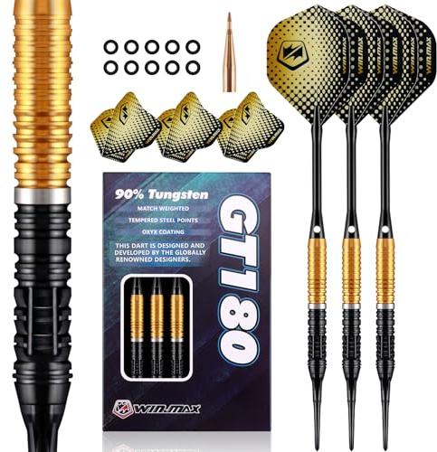 WIN.MAX Dartpfeile 90% Tungsten 3 Stück 90% Wolfram 18 Gramm Dart professionelle