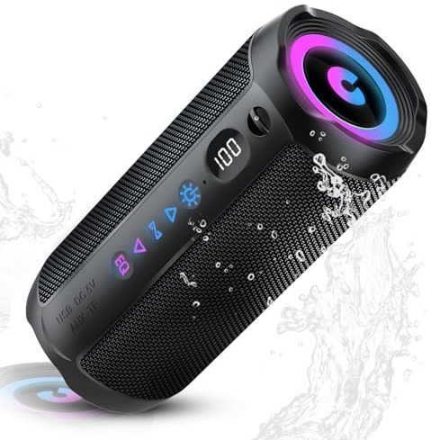 Enceinte Bluetooth Puissante 5.4 sans Fil avec Bass Puissantes, Haut-Parleur Portable 30W, LED Écran, Autonomie 30H,Son Surround à 360 degrés,Appairage TWS,AUX,TF Carte,pour l'extérieur/La Fête/Voyage