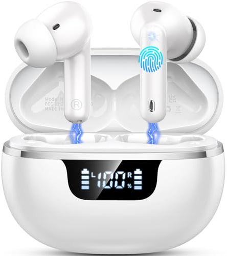 Wireless Earbuds 2026, Bluetooth 5.4 Headphones In Ear HiFi Stereo Deep Bass, 50H Playtime Ear buds with ENC Noise Cancelling Microphone, Bluetooth Earphones IP7 Waterproof LED Display Fast Charge