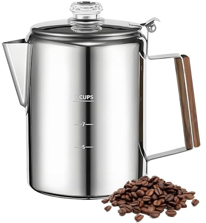 zwxqe Percolator Kaffeekanne,Percolator-Kaffeemaschine aus Edelstahl - Tragbare Maschine Mit Kompaktem Retro-Design Für