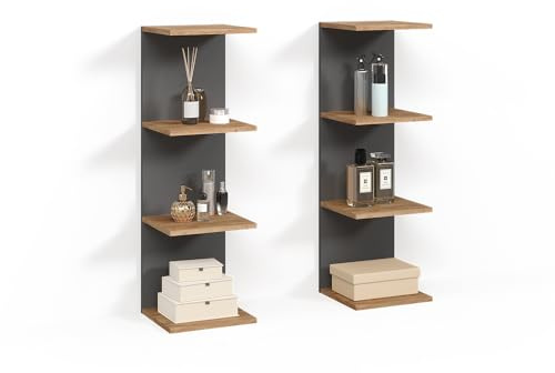 Livinity Wandregal Vesuvio, Anthrazit, 30 x 95 cm | 2er Set