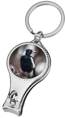 Wild Bird Magpie Portable Metal Nail Clipper with Keychain Sharp Fingernail Clippers for Men Women