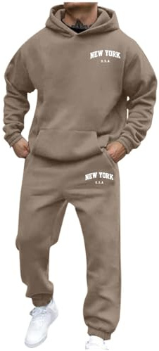 Nuqqichongtian Jogginganzug Herren Trainingsanzug Activewear Y2K Langarm Hoodie + Baggy Jogginghose 2-Teilig Sportanzug Jogging Anzug Set Mit Taschen Hausanzug Tracksuit Schwitzanzug