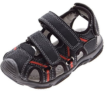 Magnus Kinder Sandalette geschlossen Leder Innensohle Schuhe Schwarz Klettverschluss Gr. 29