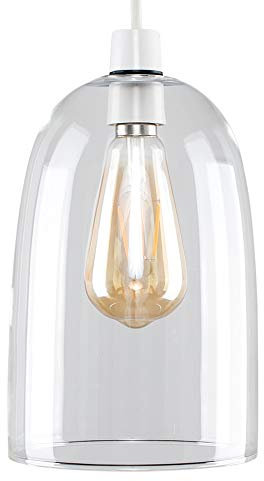 MiniSun | Modern Clear Dome Shaped Glass Ceiling Light Shade | Pendant Lights, Home Décor & Improvement Essential | Includes 4W LED Bulb [2700K Warm White] | 150mm Shade Width