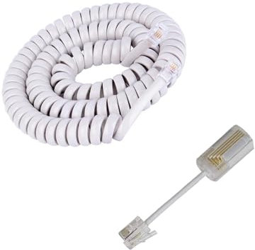 Uvital Telephone Handset Cord Detangler, 1 Pack Landline Handset Cord Cable 10Ft Uncoiled(1.2 Ft Coiled) and 1 Pack Anti-Tangle Telephone Cord Untangler 360 Degree Rotating Swivel Cord