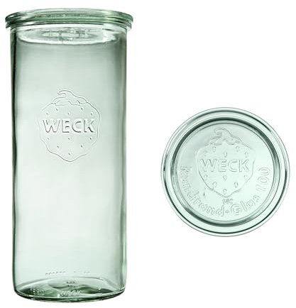 Weck Lot de 6 bocaux cylindriques de 1500 ml - Bocaux en verre avec couvercle - Pour la conservation des conserves, des jus, pour le stockage hermétique des ingrédients secs