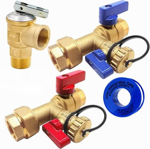 CMI Inc - 3/4 Zoll Durchlauferhitzer Isolationsventil mit Druckentlastungsventil - Buchse auf Buchse Anschluss - Spülset für Gas- & Elektromodelle, PEX-Kern