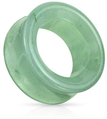 beyoutifulthings Ohr-Tunnel Grüner Aventurin-Stein Ohr-Piercing Ohr-Schmuck Ohr-Plug Double Flared Sattel-Verschluss 10mm
