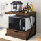 Redd Royal 2-Tier Countertop Microwave Oven Shelf Stand with Drawers, Kitchen Baker's Rack Spices Storage Organizer Shelving Unit Freestanding Wood Top Metal Frame