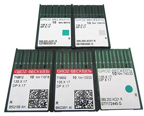 Groz-Beckert Nadel in ckpsms transparenter Kunststoffbox, 50 Groz-Beckert 135 x 17 DPX17 SY3355 für industrielle Nähfußmaschinennadeln