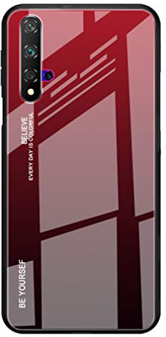 HAOYE Funda para Huawei Nova 5T Fundas, Tapa Trasera de Cristal Templado Resistente a Arañazos, Carcasa Protectora de Parachoques de TPU Silicona Fundas Case Cover(5)