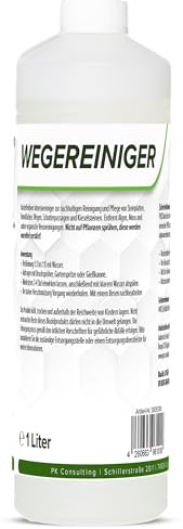 FLOTEX Hocheffektiver Wegerein 1x1 Liter | Steinreiniger Intensiv Aussen entfernt starke Verschmutzungen | Flechtenentferner für Pflastersteine, Terrassenplatten & Beton | Made in Germany