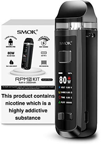 SMOK RPM 2 Pod Kit 80W [Black] | Rechargeable 2000mAh Built-In Battery Vape Device with 1.14-Inch TFT Display, Type-C Fast Charging, No Nicotine No Liquid