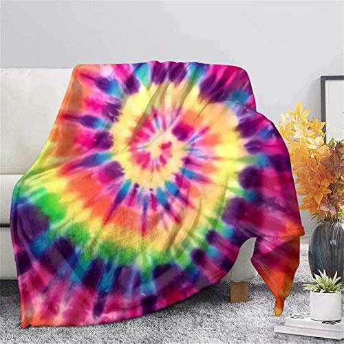 CLOHOMIN Coole bunte Batik-Flanell-Überwurf, schillernde Kreise, leichte, warme Decke für Bett, Couch, Auto, Schlafzimmer, Wohnzimmer, Dekoration