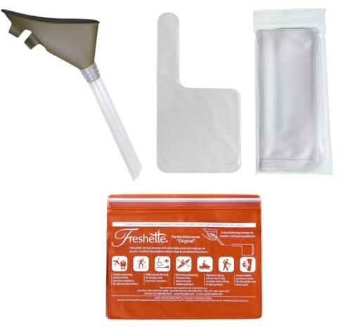 Freshette Complete Portable Feminine Urinary Director with Vinyl Carrying Case - Reusable Retractable Stand Up Urination Device - Includes 12 Disposable Collection Bags